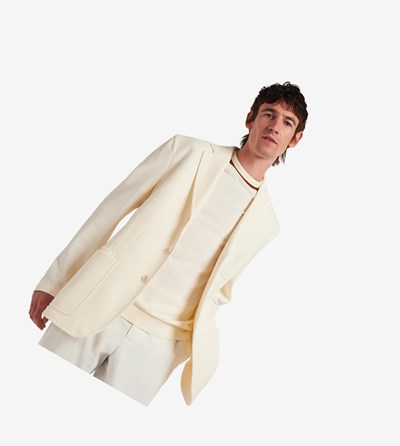 Beige Fred Perry Reissues Textured Blazer Men's Jackets | CWEZY-5819
