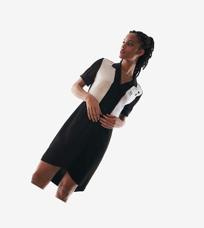 Black Fred Perry Amy Winehouse Foundation Bowling Shirt Women's Dresses | XMDJH-3075