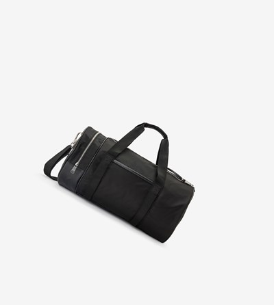 Black Fred Perry Graphic Print Barrel Bag Men's Bags | OBHSV-2497