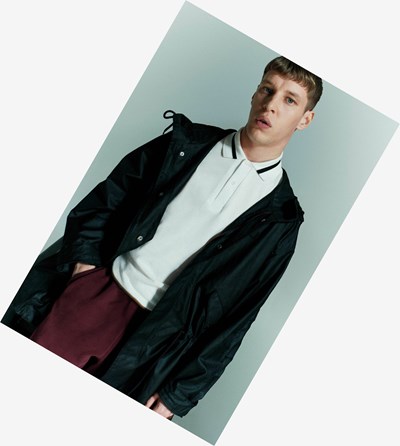 Black Fred Perry Made In England Waxed Cotton Parka Men's Jackets | IQXJS-4280