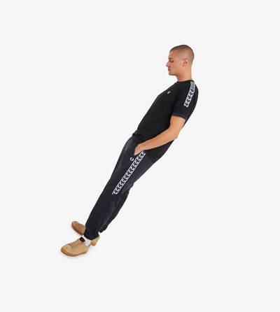 Black Fred Perry Panelled Taped Men's T Shirts | CUTJZ-1076