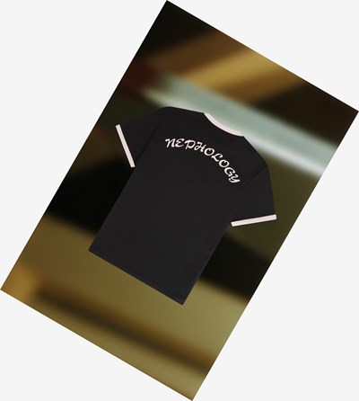 Black Fred Perry Raf Simons Contrast Trim Men's T Shirts | MYBID-8632