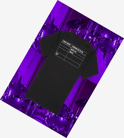 Black Fred Perry Seoul Ringer Men's T Shirts | OXZBS-1496
