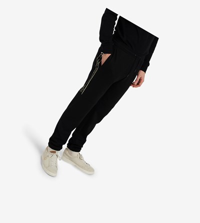 Black Fred Perry Taped Panel Sweat Pants Men's Trousers | TQPNS-4658