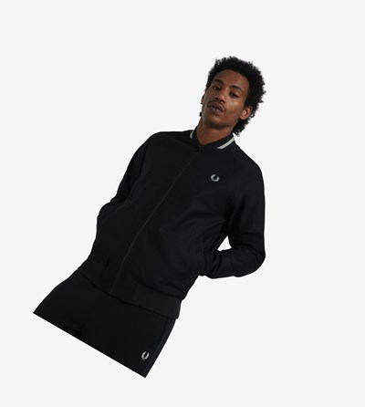 Black Fred Perry Tennis Bomber Jacket Men's Jackets | SNMYA-0694