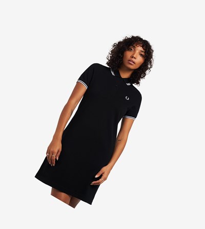 Black Fred Perry Twin Tipped Women's Dresses | LFVYD-2986