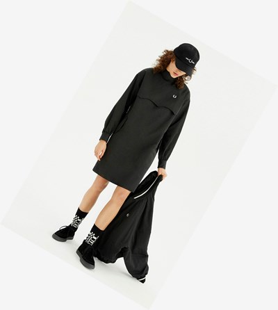 Black Fred Perry Yoke Detail Women's Dresses | FPDYX-2610