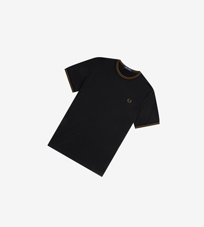 Black / Grey Fred Perry Twin Tipped Men's T Shirts | ECKYU-4298