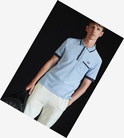 Blue Fred Perry Reissues Towelling Men's Polo Shirts | JXTHE-1207