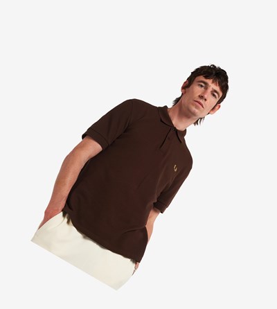 Brown Fred Perry Reissues Piqué Men's Polo Shirts | KREDQ-7543