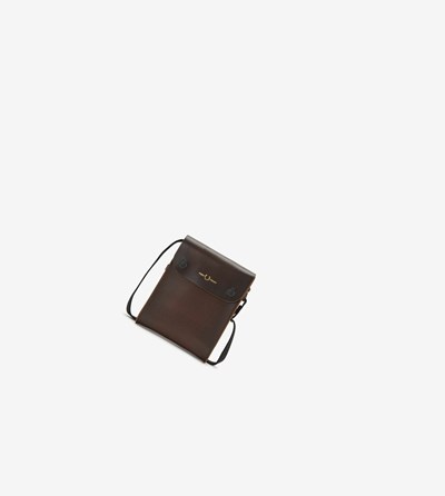 Burgundy Fred Perry Burnished Leather Pouch Men's Bags | HLRAW-8903