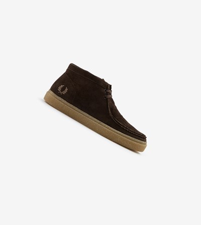 Chocolate Fred Perry Dawson Mid Men's Suede Shoes | BPOQC-4563