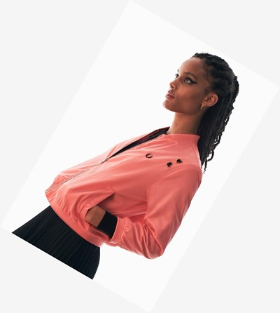 Coral Fred Perry Amy Winehouse Foundation Satin Bomber Jacket Women's Jackets | GQAWL-2867