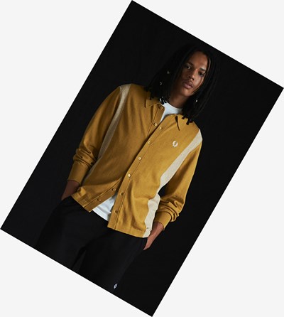 Gold Fred Perry Reissues Knitted Towelling Shirt Men's Knitwear | GFBLR-3420