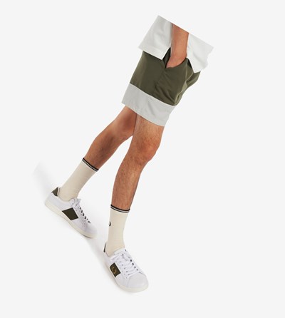 Green Fred Perry Colour Block Swim Short Men's Shorts | PSVKE-4356