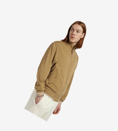 Grey Fred Perry Button-Neck Zip Through Jacket Men's Jackets | SYMTK-2198