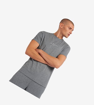 Grey Fred Perry Embroidered Men's T Shirts | JYPHK-7062