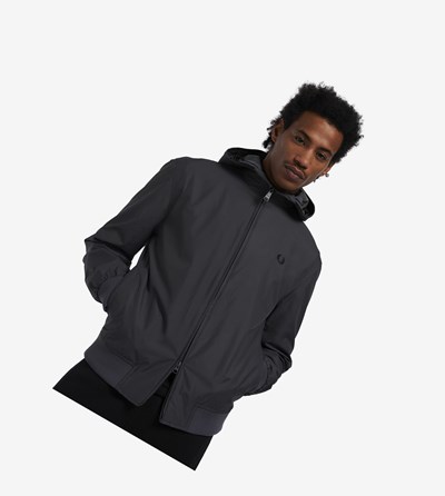 Grey Fred Perry Padded Hooded Brentham Jacket Men's Jackets | FNTKL-0486