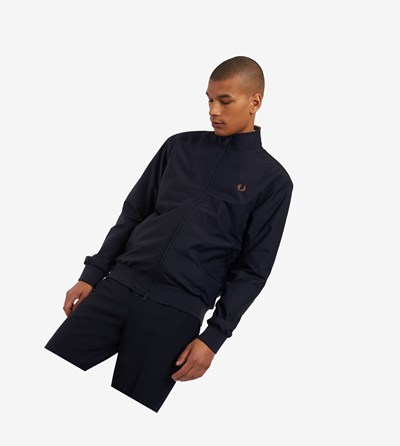Navy Fred Perry Brentham Jacket Men's Jackets | JRXFT-1750