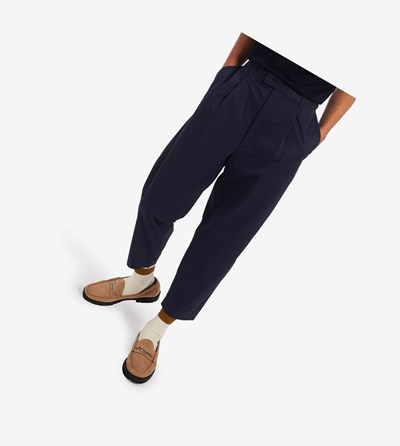 Navy Fred Perry Cropped Men's Trousers | QAEZW-0162