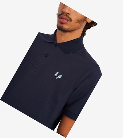 Navy Fred Perry M3 Men's Polo Shirts | TSAKJ-9813