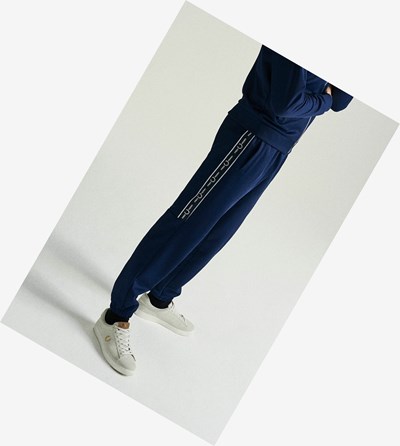 Navy Fred Perry Taped Panel Track Pants Men's Trousers | QLKWB-6914