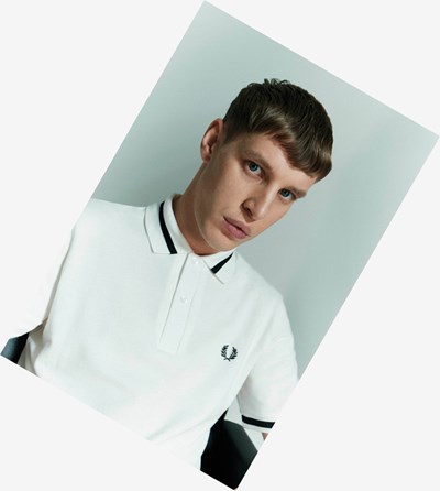 White / Black Fred Perry Made In England M2 Men's Polo Shirts | VTRDA-5930