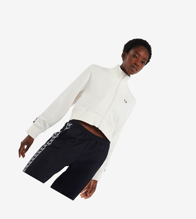 White Fred Perry Cropped Taped Track Jacket Women's Jackets | MGNPQ-3895