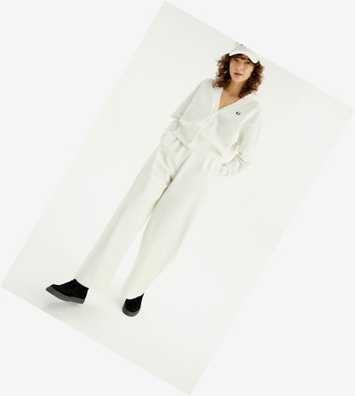 White Fred Perry Cropped Wide Leg Trousers Women's Pants | AORDU-2849