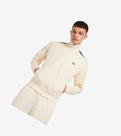 White Fred Perry Panelled Men's Track Jacket | OERXY-7402