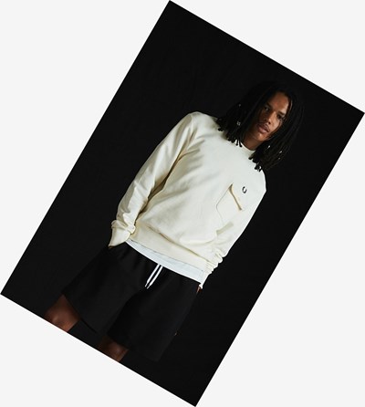 White Fred Perry Reissues Pocket Detail Men's Sweatshirt | YKAZE-1806