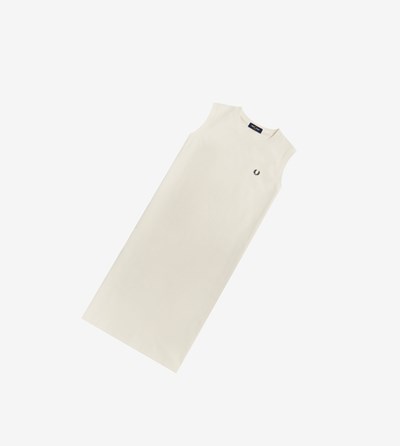 White Fred Perry Sleeveless Ringer T-Shirt Women's Dresses | OGUPH-2785