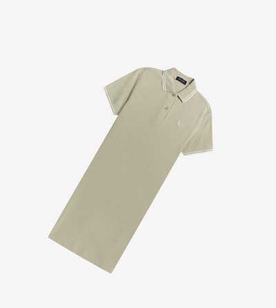 White Fred Perry Twin Tipped Shirt Women's Dresses | YXTEH-2968
