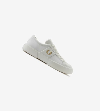 White / Metal Gold Fred Perry Exmouth Men's Sneakers | JMSVB-0694