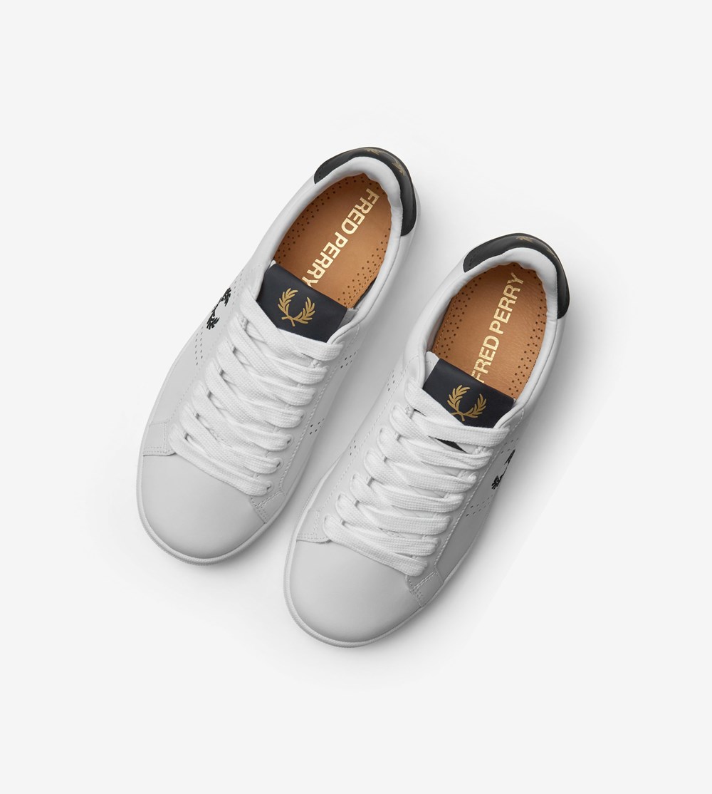 White Fred Perry B721 Men's Sneakers | PVUAB-2407