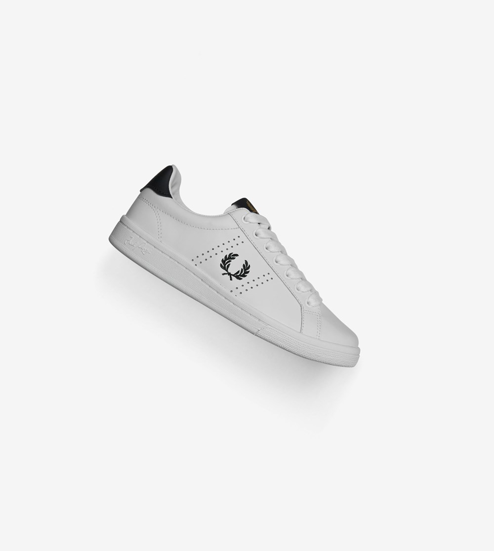 White Fred Perry B721 Men\'s Sneakers | PVUAB-2407